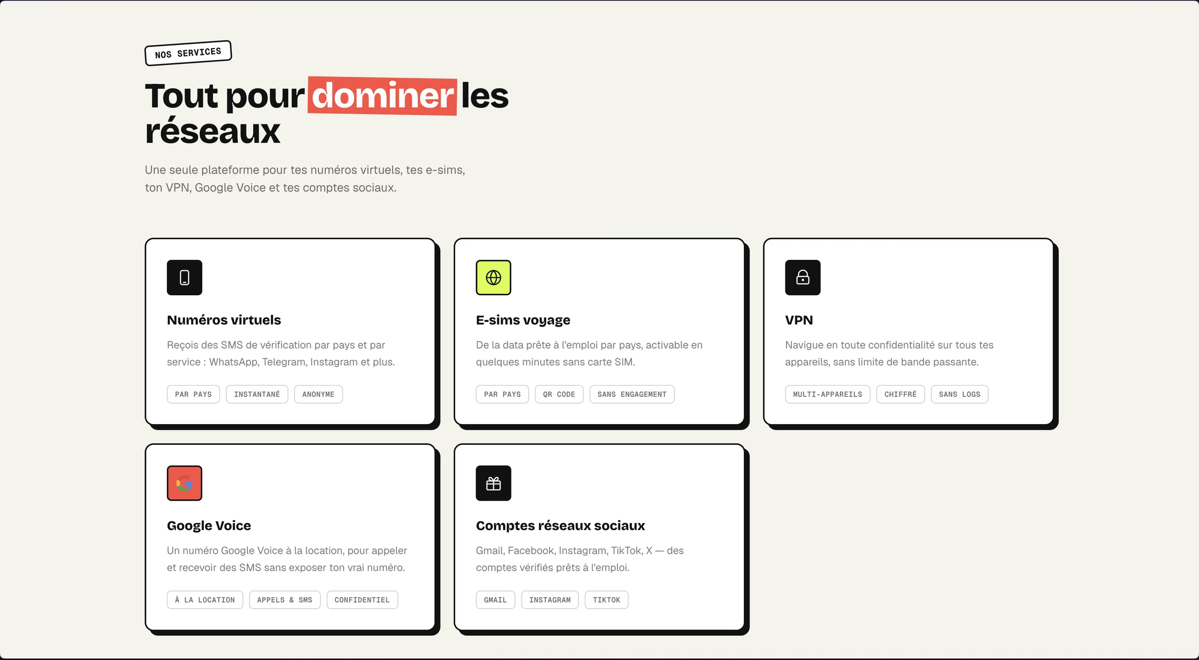 Catalogue de services