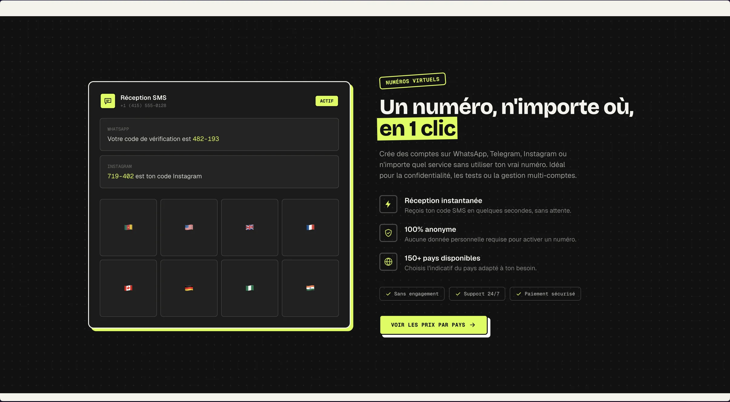 Réception de SMS en ligne
