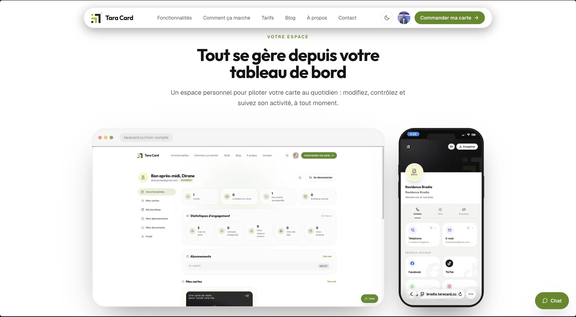 Tableau de bord client